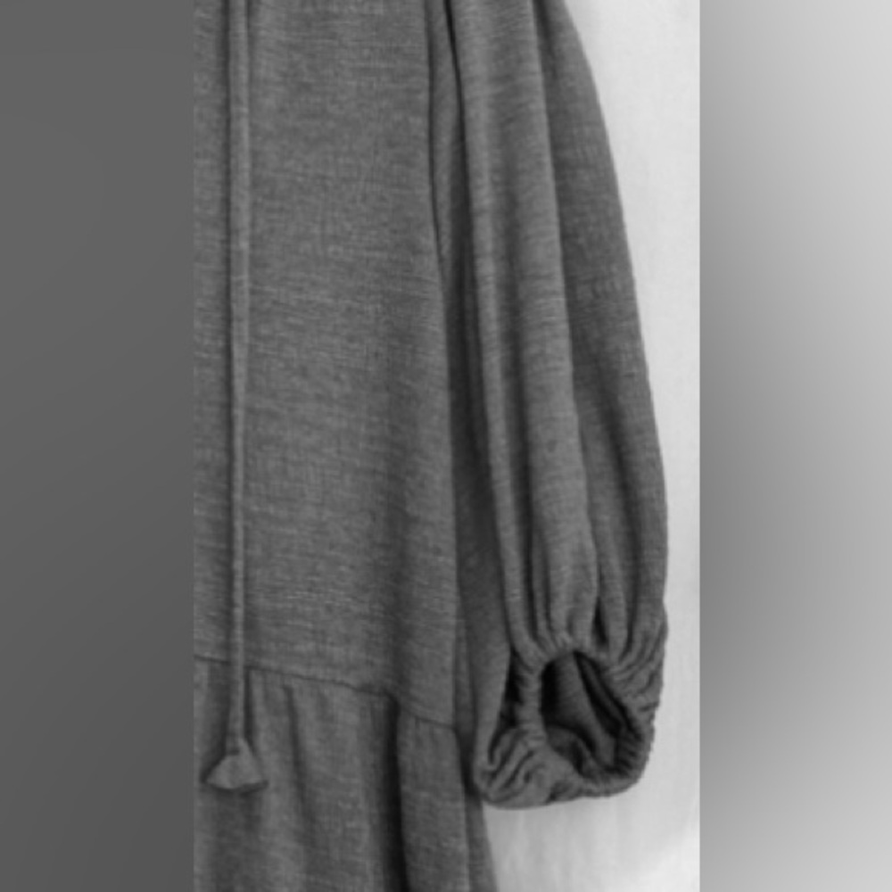 Max Studio Gray Knit Ruffle Tie Neck Dress Size XS Oversized - Picture 4 of 12